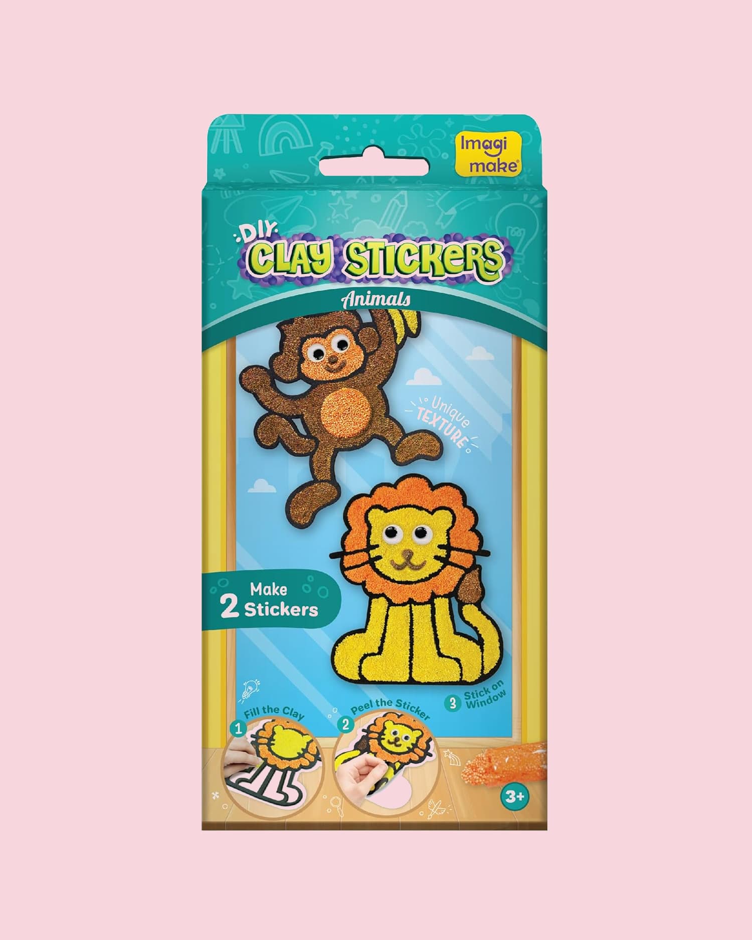 Imagimake DIY Clay Stickers Animals Kit for Kids 3+ | Creative Art & Craft Activity | Multi Color | Pack of 1