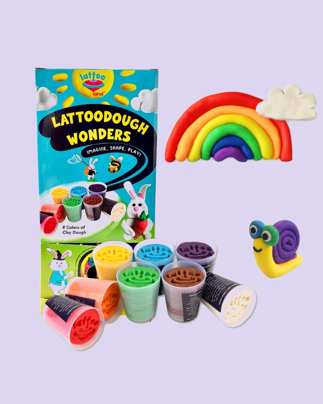 Lattooland Natural Clay Dough for Kids Does not Dry up Easily Soft Non-Toxic 8 Colors of Dough Moudling Toys for Kids