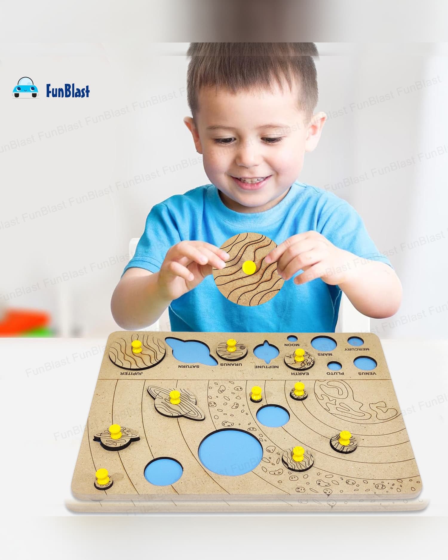 FunBlast Solar System Matching Board Wooden Learning Puzzle for Kids 3+ Years Educational Toy