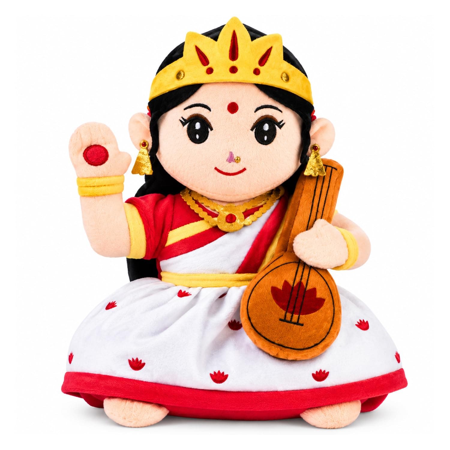 Panda's Box Mantra Chanting Devi Saraswati Plush Toy 28 cm (Medium) –Plush toy for Kids