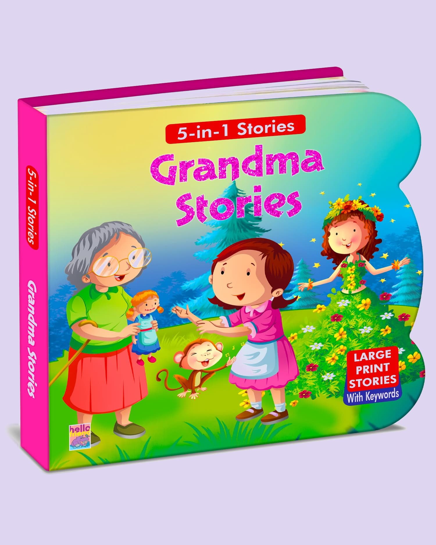 Hello Friend Grandma Stories (Illustrated) Story Book for kids 5 in 1 for Learning Creativity Multi Color Pack of 1