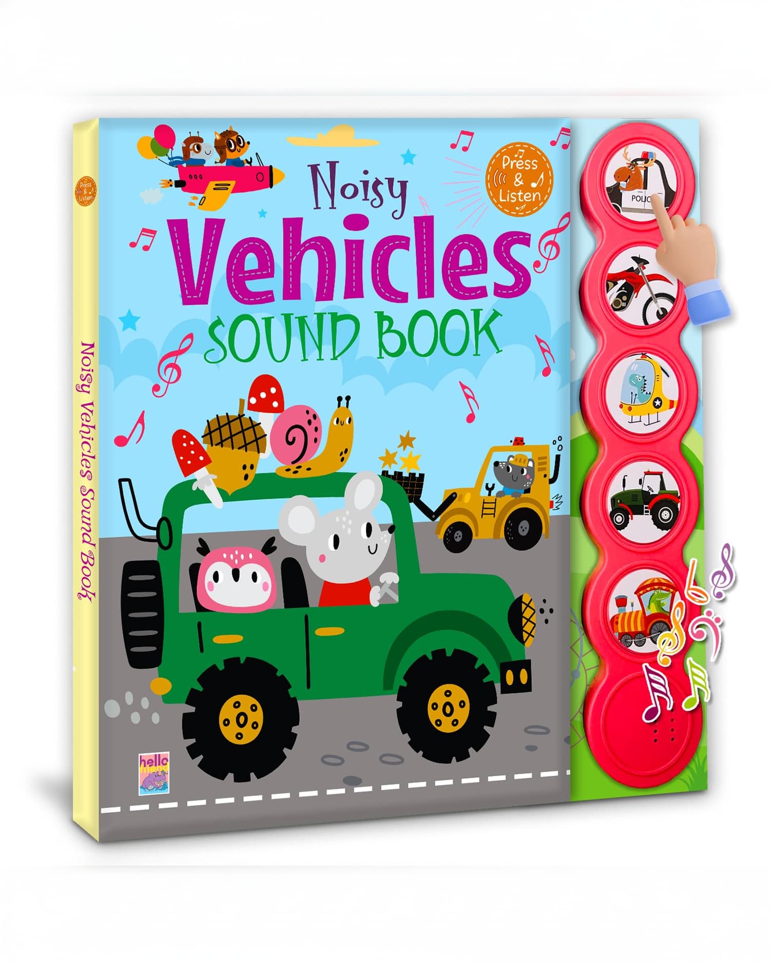HELLO FRIENDS Noisy Vehicles Sound Book with Sound Buttons Press & Listen Interactive Book for Kids