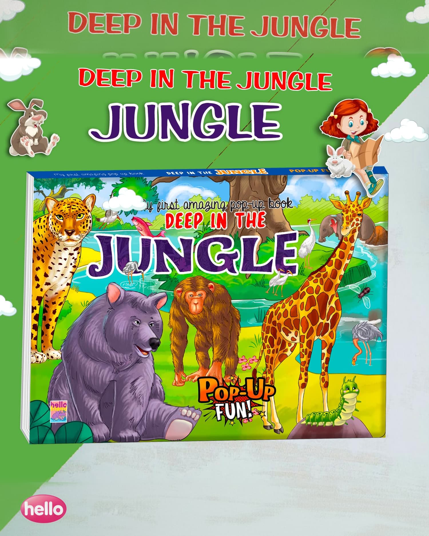 Hello Friend My First Amazing Pop up story Book Deep in the Jungle kids creativity Multi Color Pack of 1