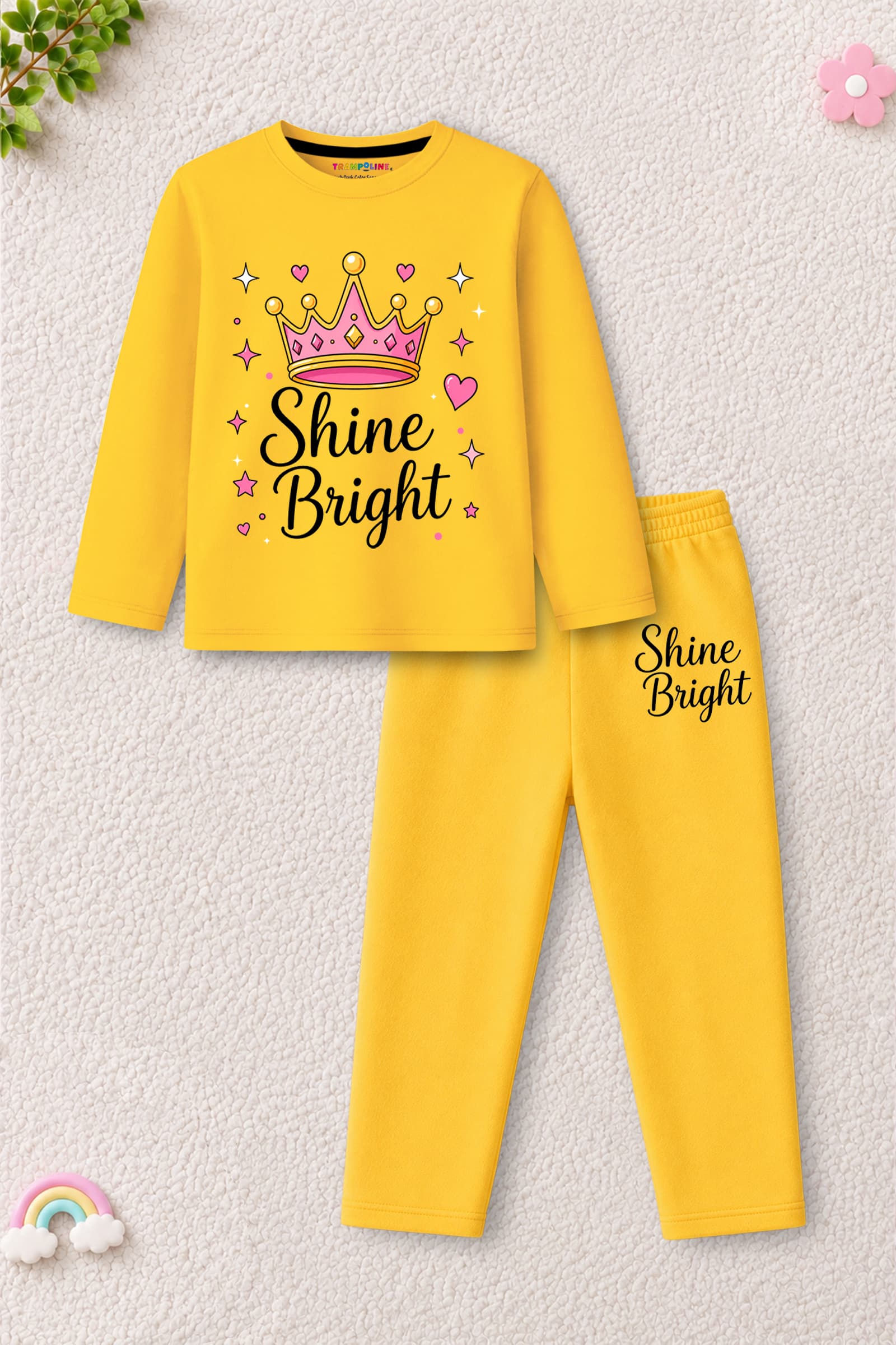 Trampoline Multi Color Girls Casual T-shirt & Joggers Set with Full Sleeves and Round Neck for All Season