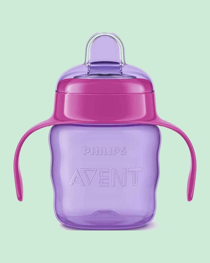 AVENT Philips Silicone Classic Spout Cup with Handle – 200ml | Pink/Purple | Easy Grip, Spill-Proof & Perfect for Toddlers (SCF551/03)