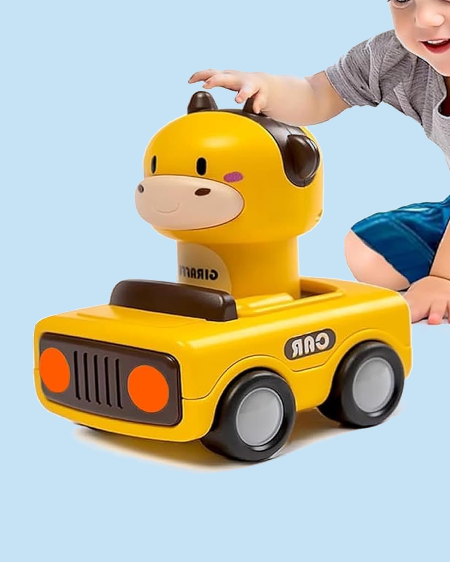 Kidology Press & Go Baby Giraffe Car Toy – Friction Powered Push & Go Racing Vehicle Toy for Toddlers