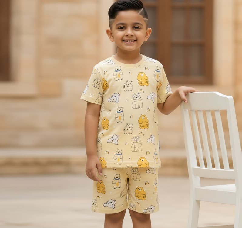 Hazelnuts Boys Yellow T-shirt & Shorts Set for Casual Summer Wear