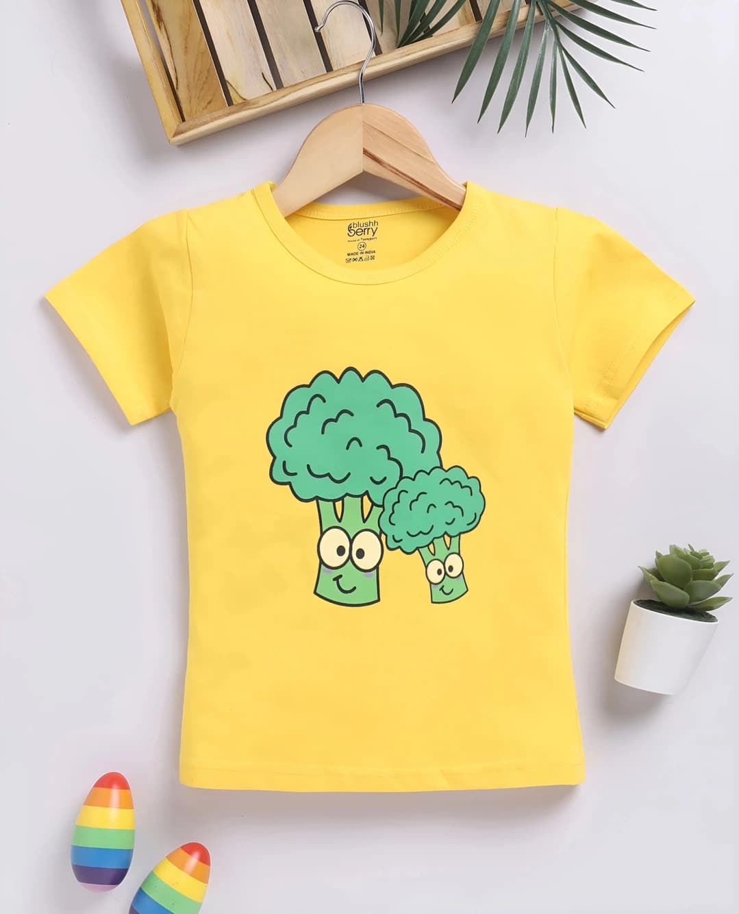 Toonyport Girls' Yellow Cotton Short Sleeve T-Shirt for Casual Summer Wear