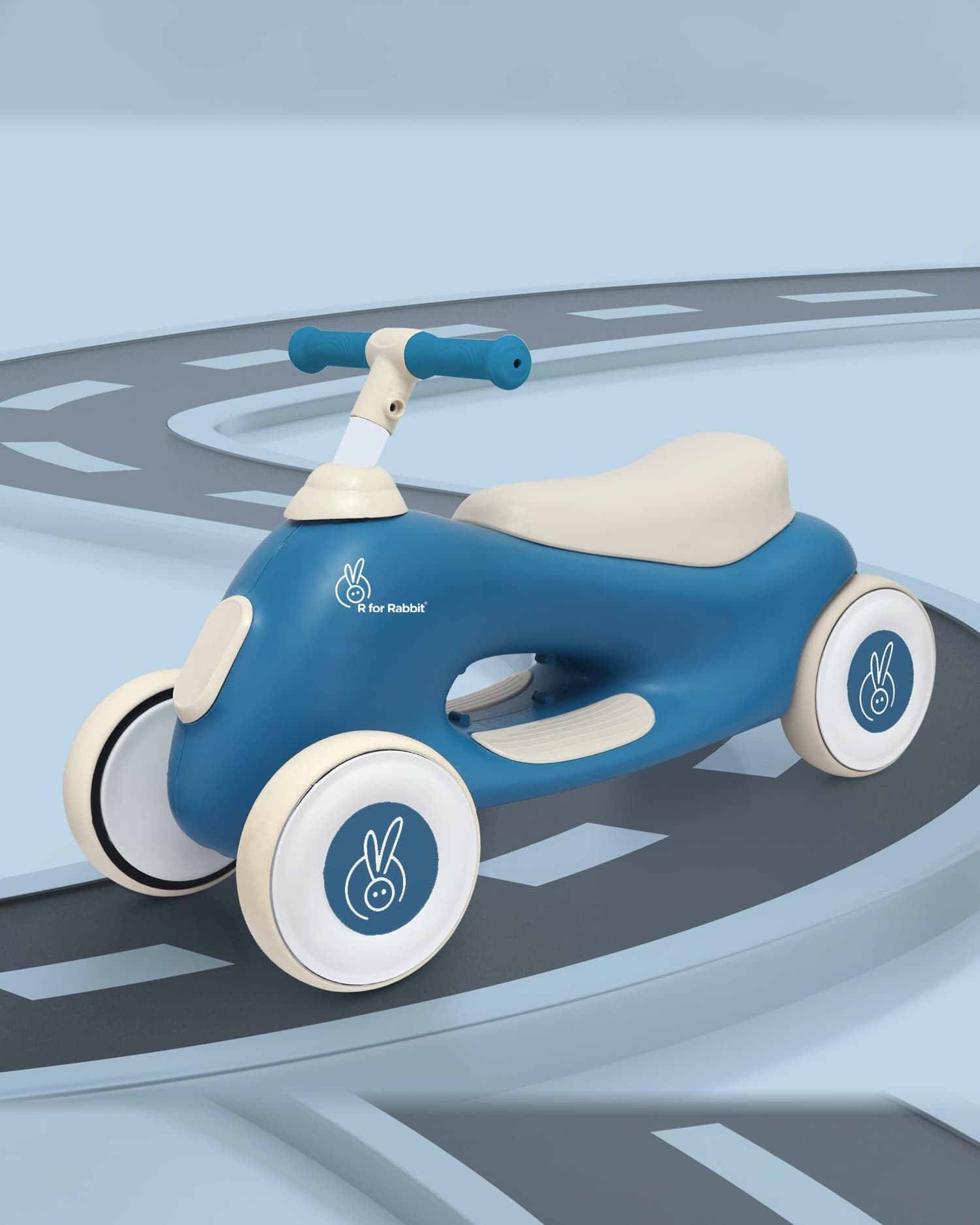 R for Rabbit Speedster Zoomy Baby Push Ride-On – Wide TPE Wheels, Ergonomic Comfortable Seat (Blue Grey)