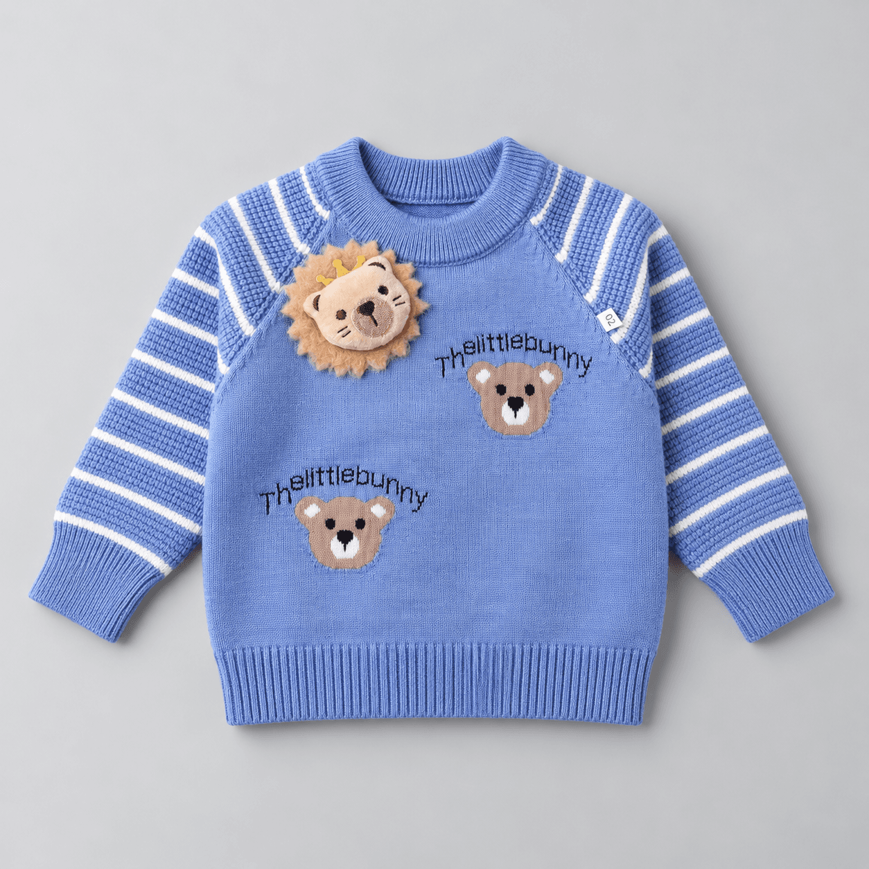 Baby Studio Girls Blue Pure Wool Round Neck Sweatshirt | Full Sleeves Slip-On Winter Wear