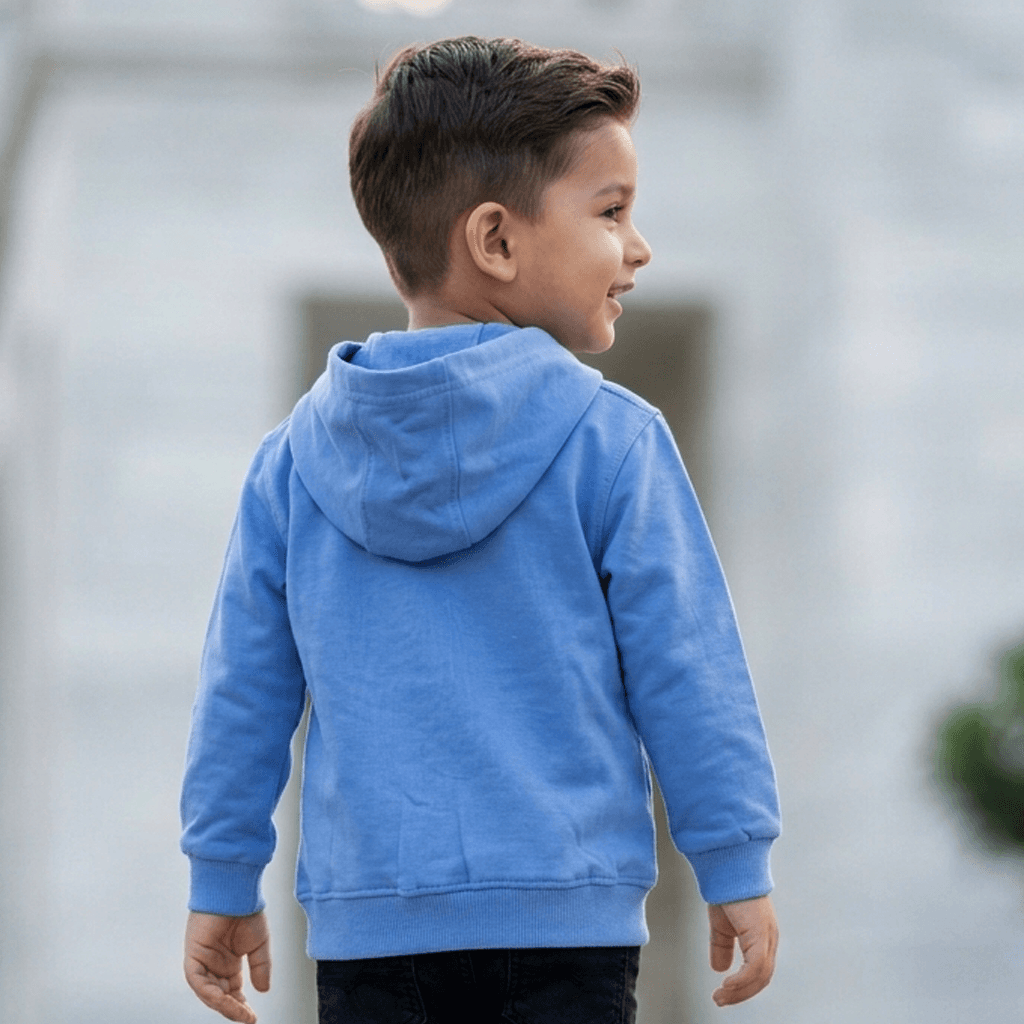 Dear to Dad Boys' Blue Cotton Hoodie with 1984 Print for Casual Winter Wear