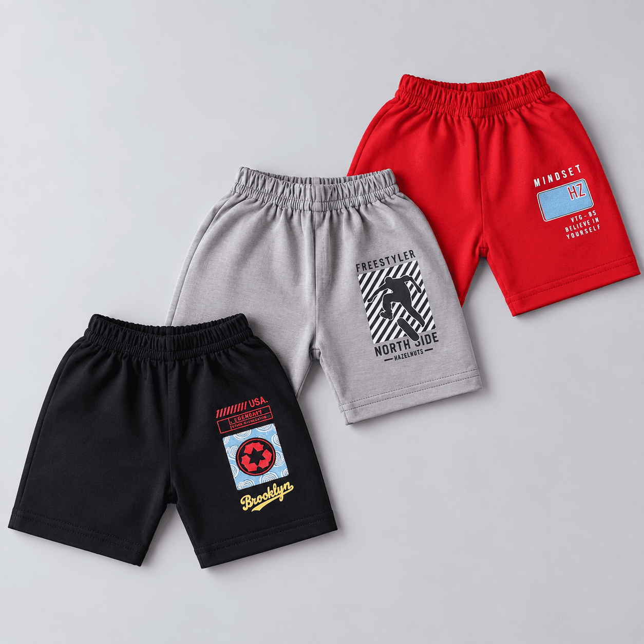 Hazelnuts Boys Red Cotton Regular Fit Above Knee Shorts for Casual Wear