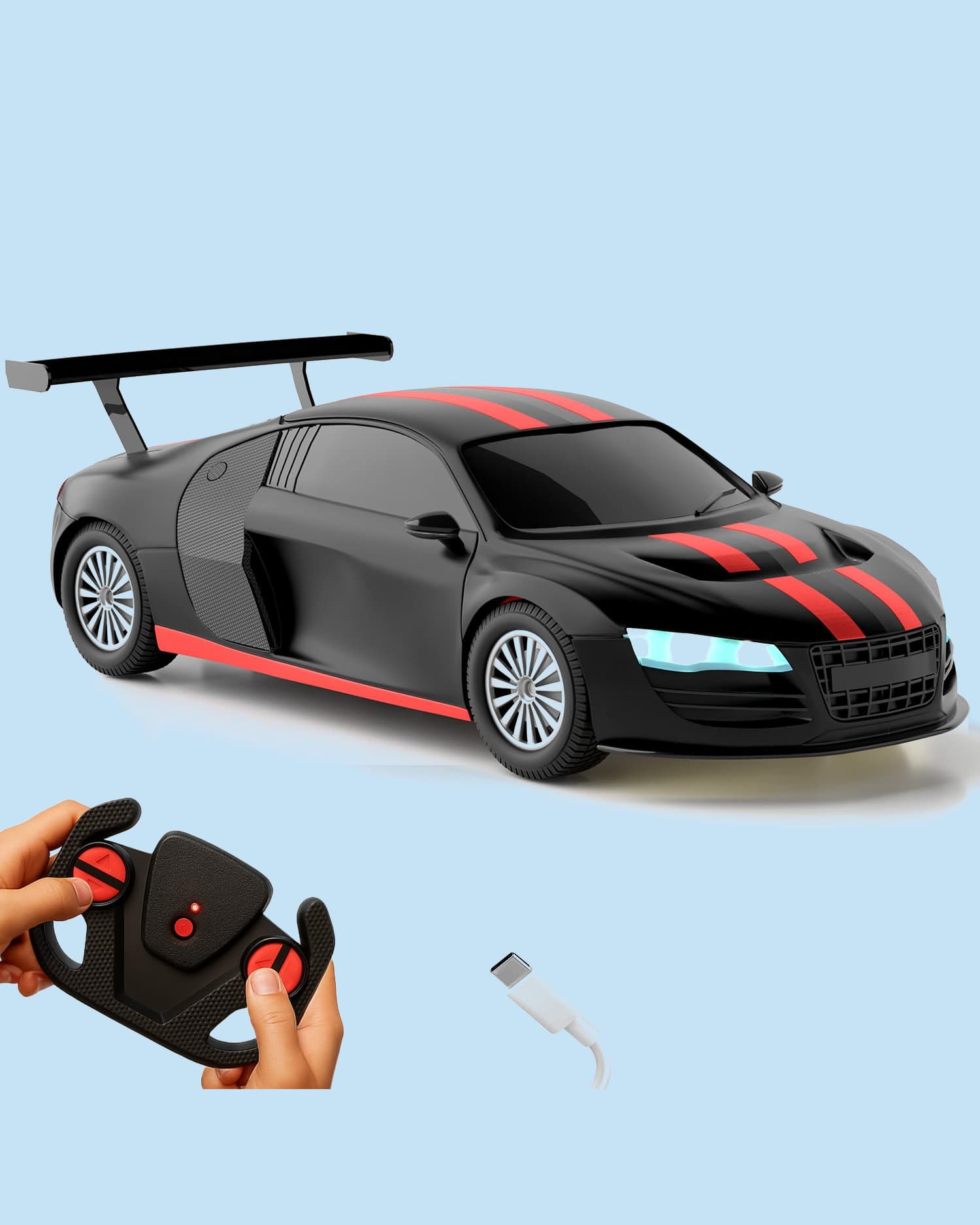 Lifelong Cuppy Remote Control Car for Kids High-Speed Racing Toy with Rechargeable Battery, Type-C USB Charging