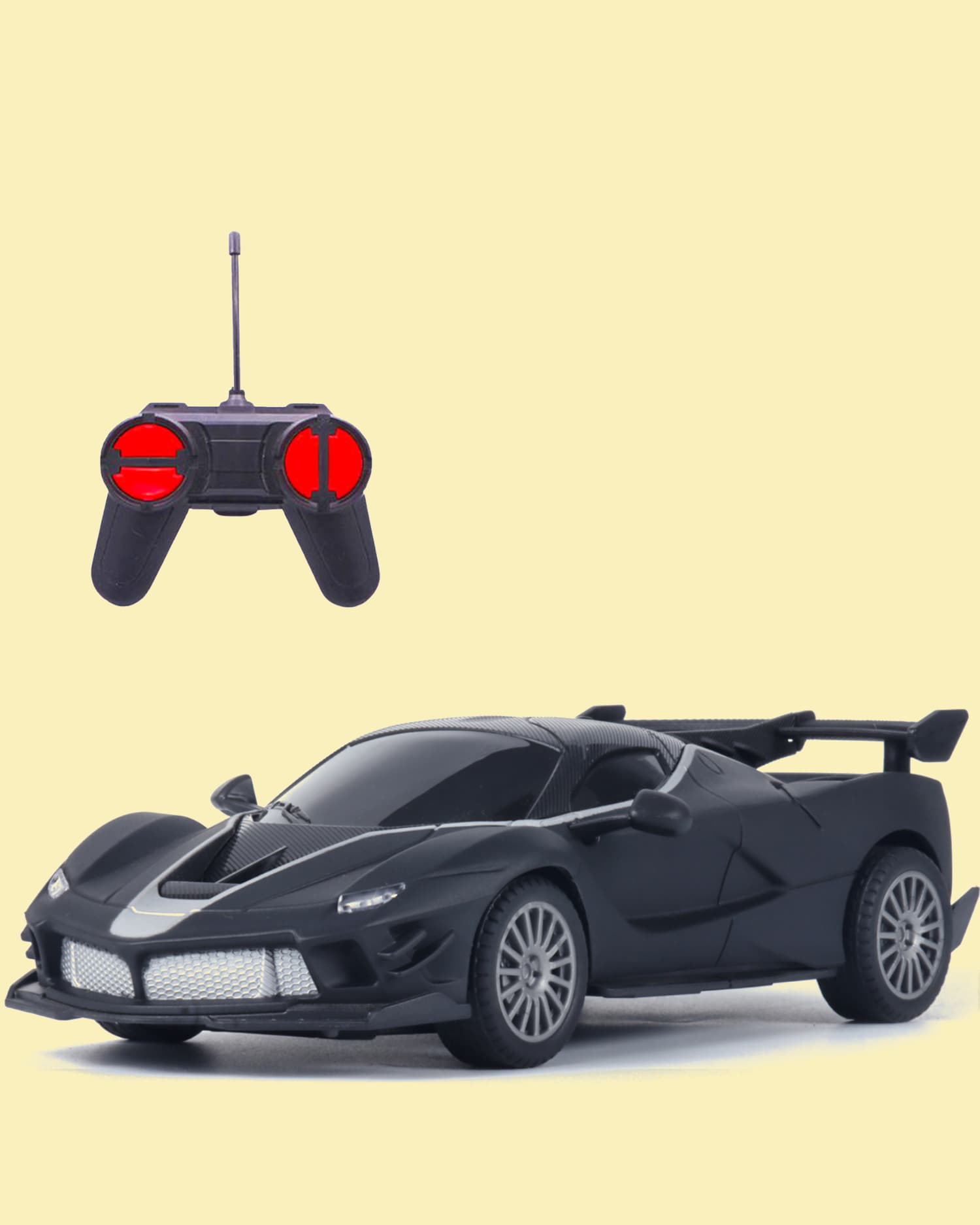 Frendo High Speed Rechargeable RC Car-Fer Black Remote Control Racing Toy Lithium Battery Type-C LED Lights