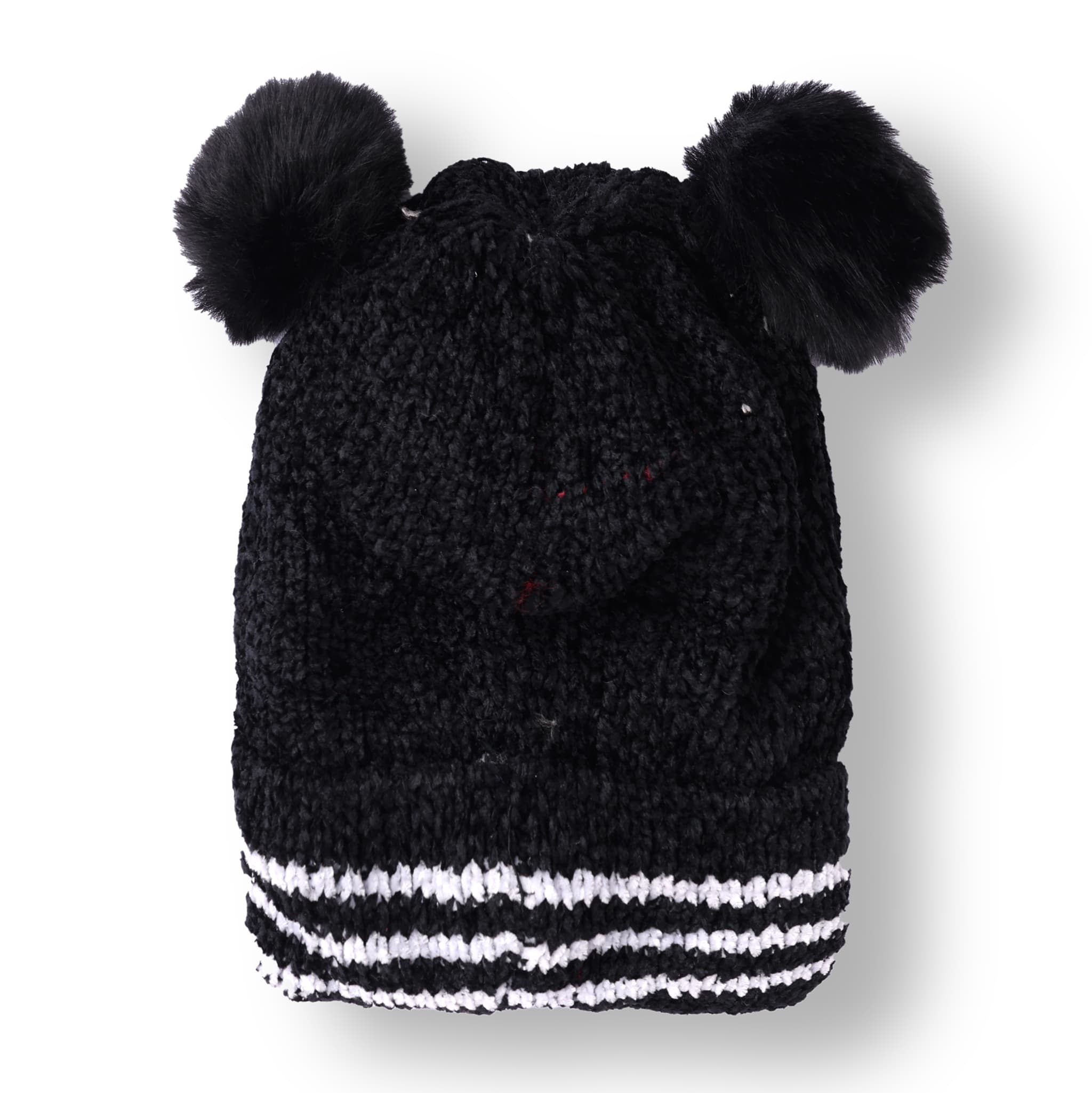Oh! Hats Unisex Woolen Beanie Cap with Placement Print for Casual & Outdoor Wear - Black