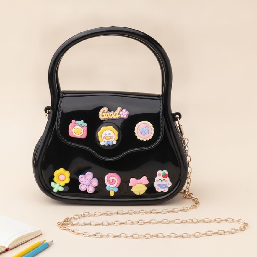 Tiny Packs Girls' Black Sling Bag | Stylish Shoulder Bag for Casual Wear, Parties & Travel