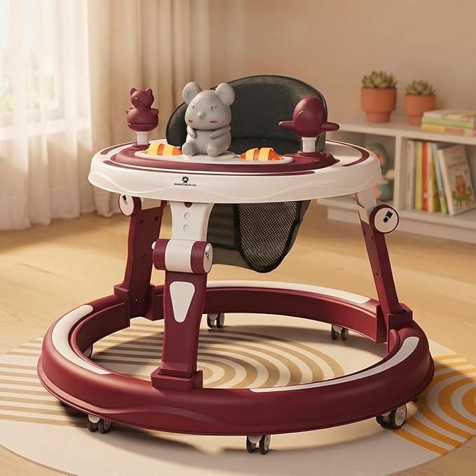 StarAndDaisy Baby Activity Push Walker with Wheels, Adjustable Height Infant Walker with Detachable Toy Tray for