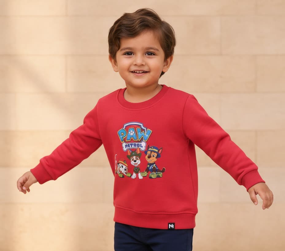 Minute Mirth Boys' Red Paw Patrol Sweatshirt for All Season Casual and Outdoor Wear