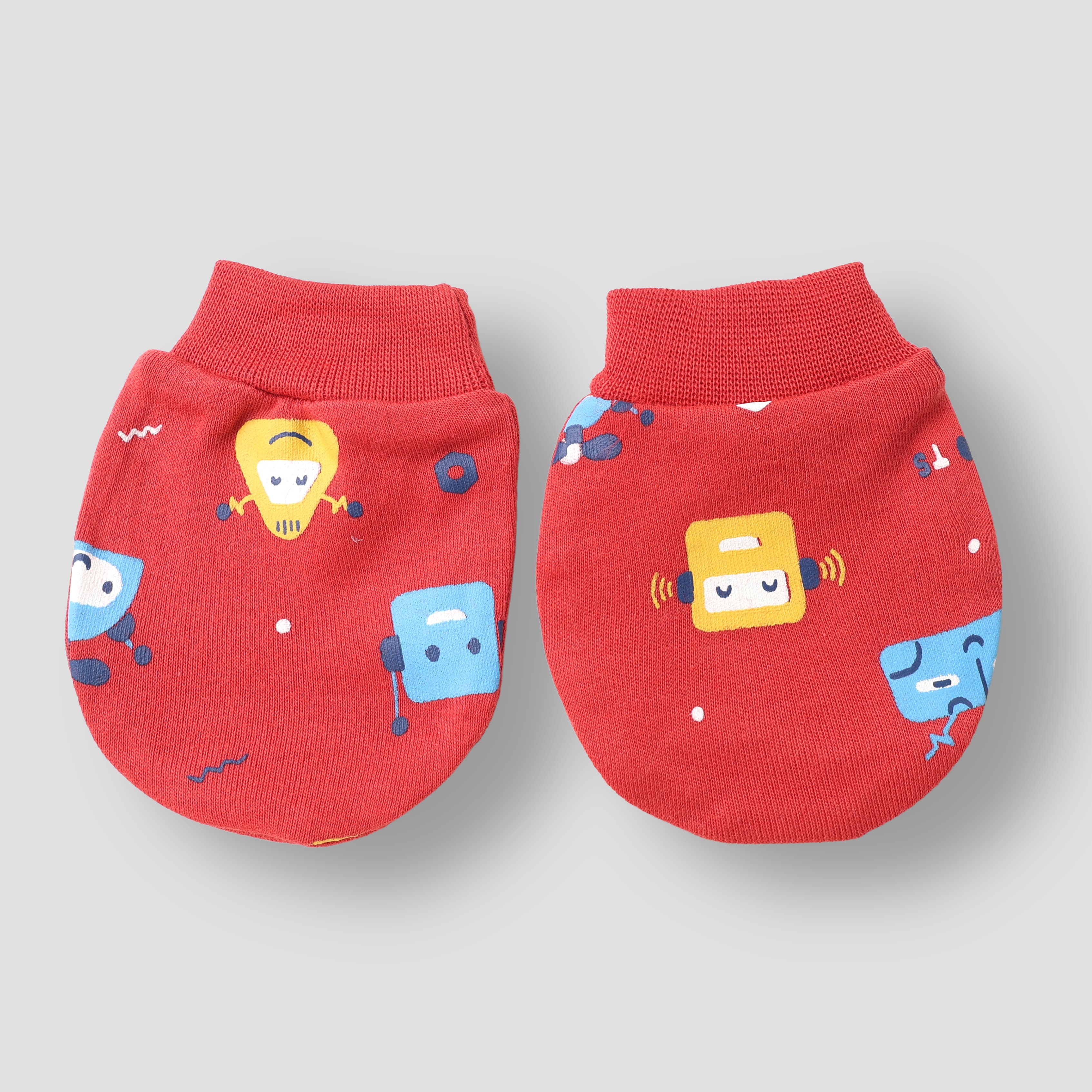 Simply Unisex Red Booties & Mittens Set | All Over Print | Casual, Travel & Outdoor Wear | Machine Wash