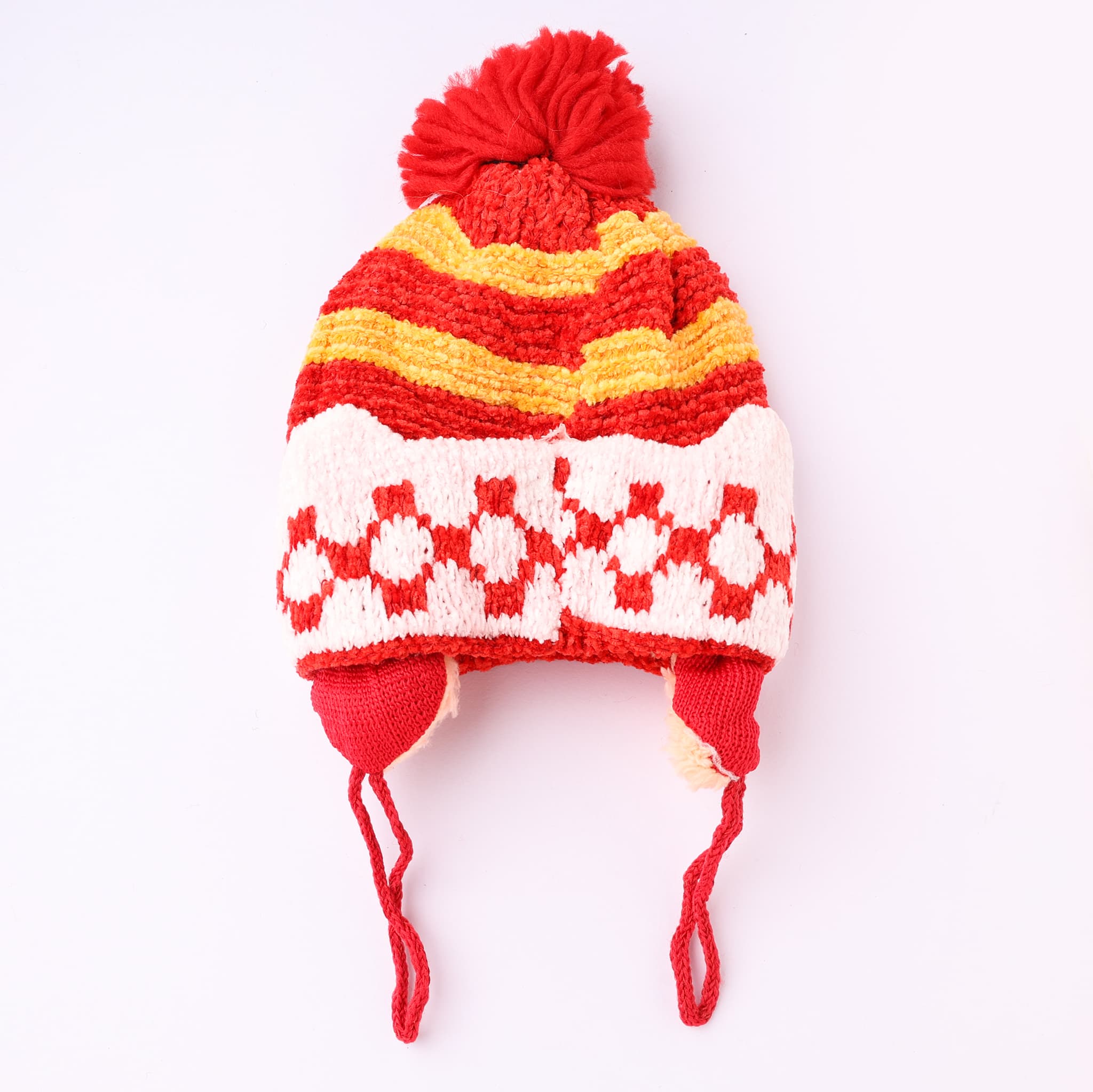 Oh! Hats Unisex Red Applique Woolen Beanie Cap | Warm Winter Headwear for Cold Weather & Daily Wear