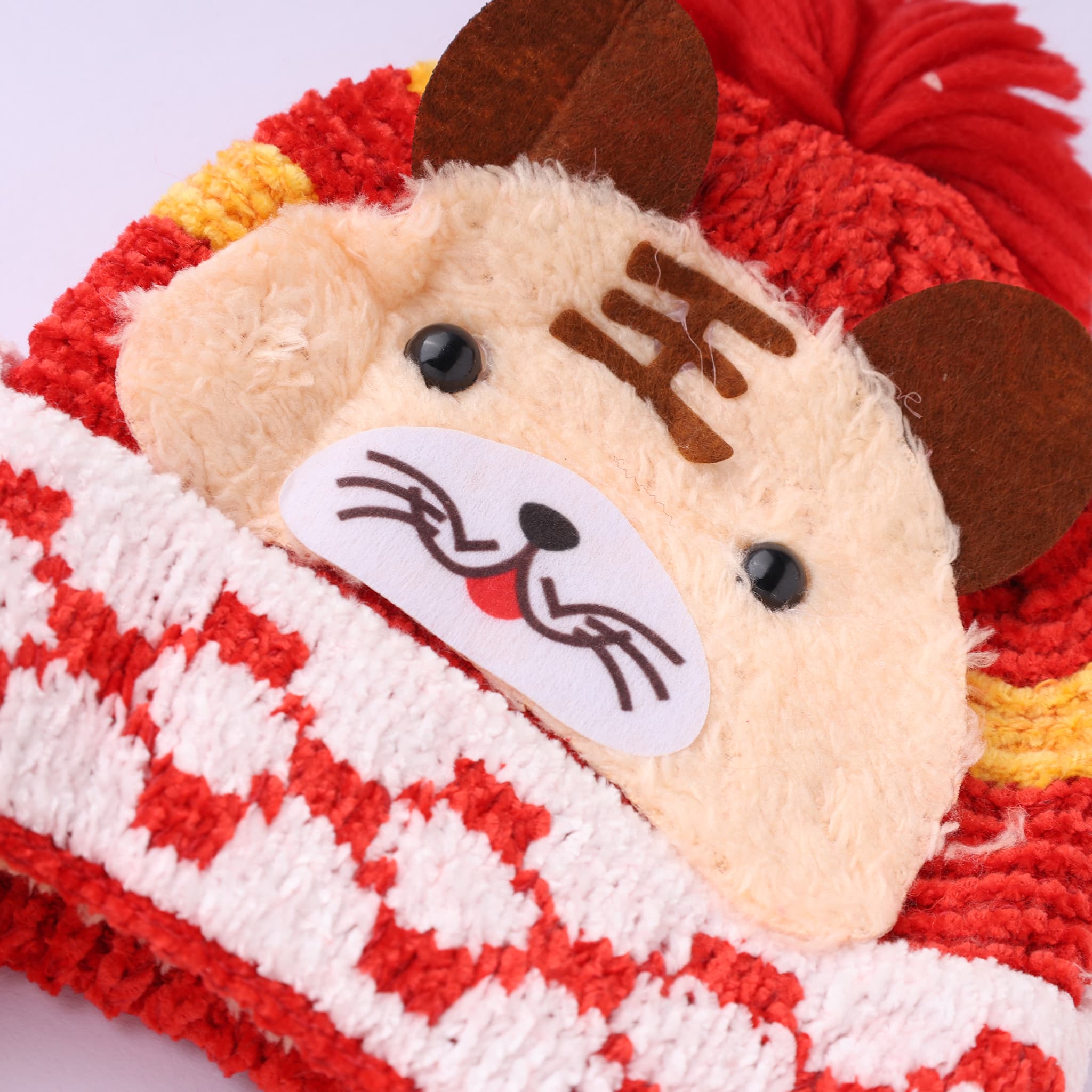 Oh! Hats Unisex Red Applique Woolen Beanie Cap | Warm Winter Headwear for Cold Weather & Daily Wear