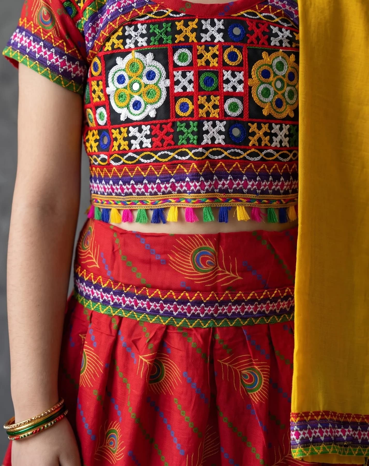 Ahhaaaa Red Lehenga Choli for Girls - Ethnic Wear for Formal/Partywear, All Season, Cotton-Blend Fabric