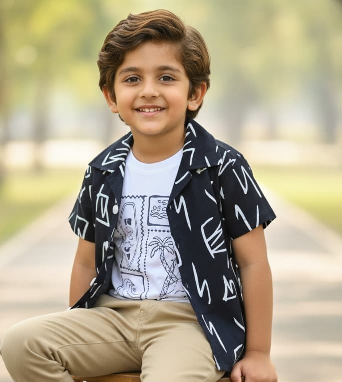 SPARK Boys Navy Blue T-Shirt with Jacket Set, Casual Daily Wear, Travel & Outdoor Wear, All Season