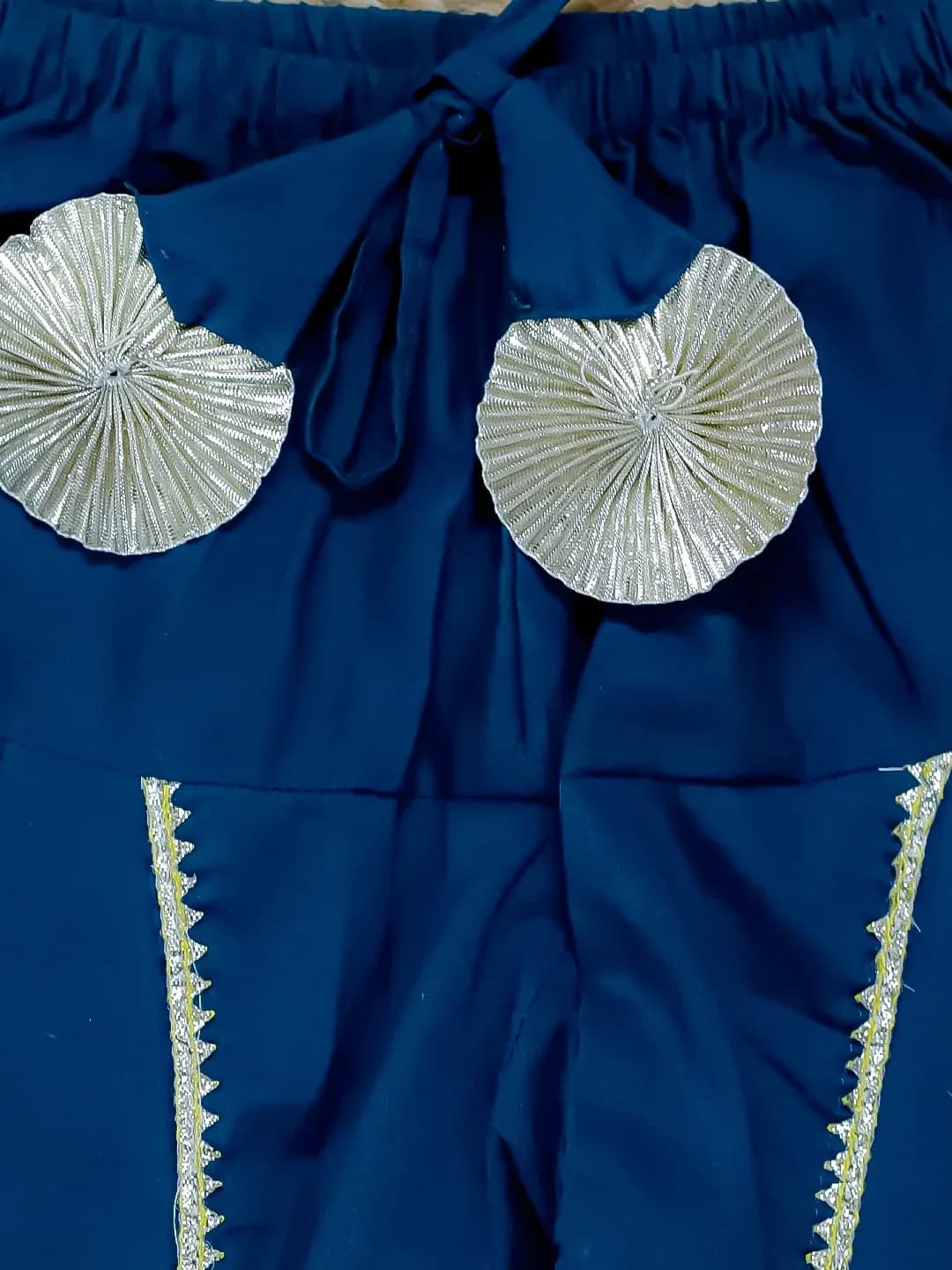 BownBee Navy Blue Cotton Kurti & Salwar/Patiala Set for Girls - Halter Neck, Singlet Sleeve, All Season Formal/Partywear