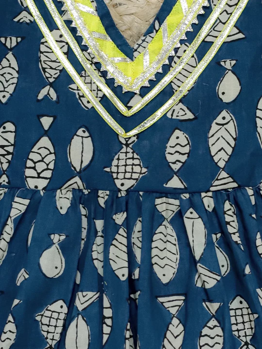 BownBee Navy Blue Cotton Kurti & Salwar/Patiala Set for Girls - Halter Neck, Singlet Sleeve, All Season Formal/Partywear