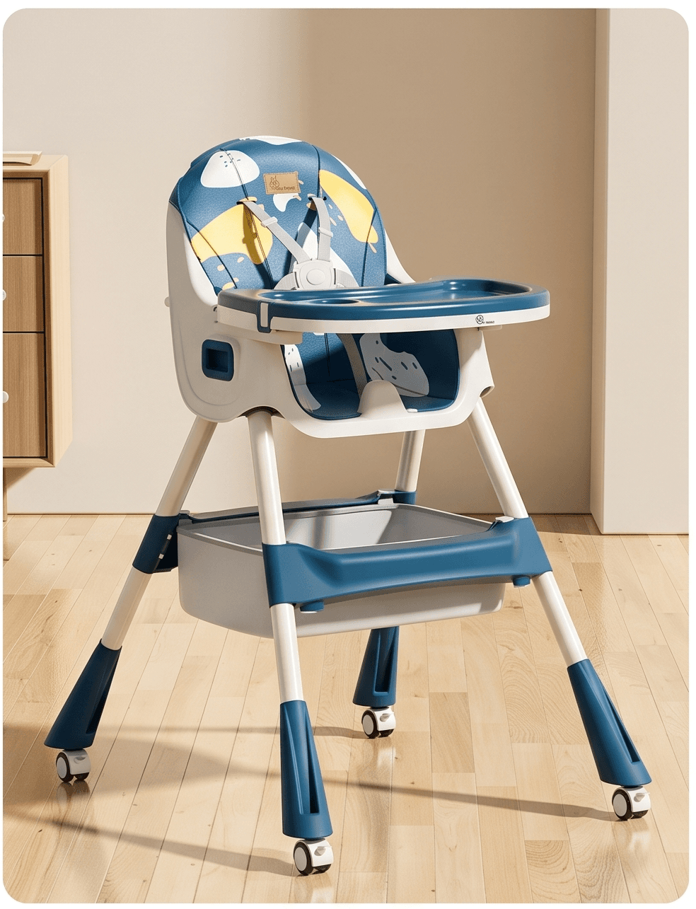 R for Rabbit Sugar Doodle Plus High Chair – 4-in-1 Convertible Baby High Chair – Indigo Dye