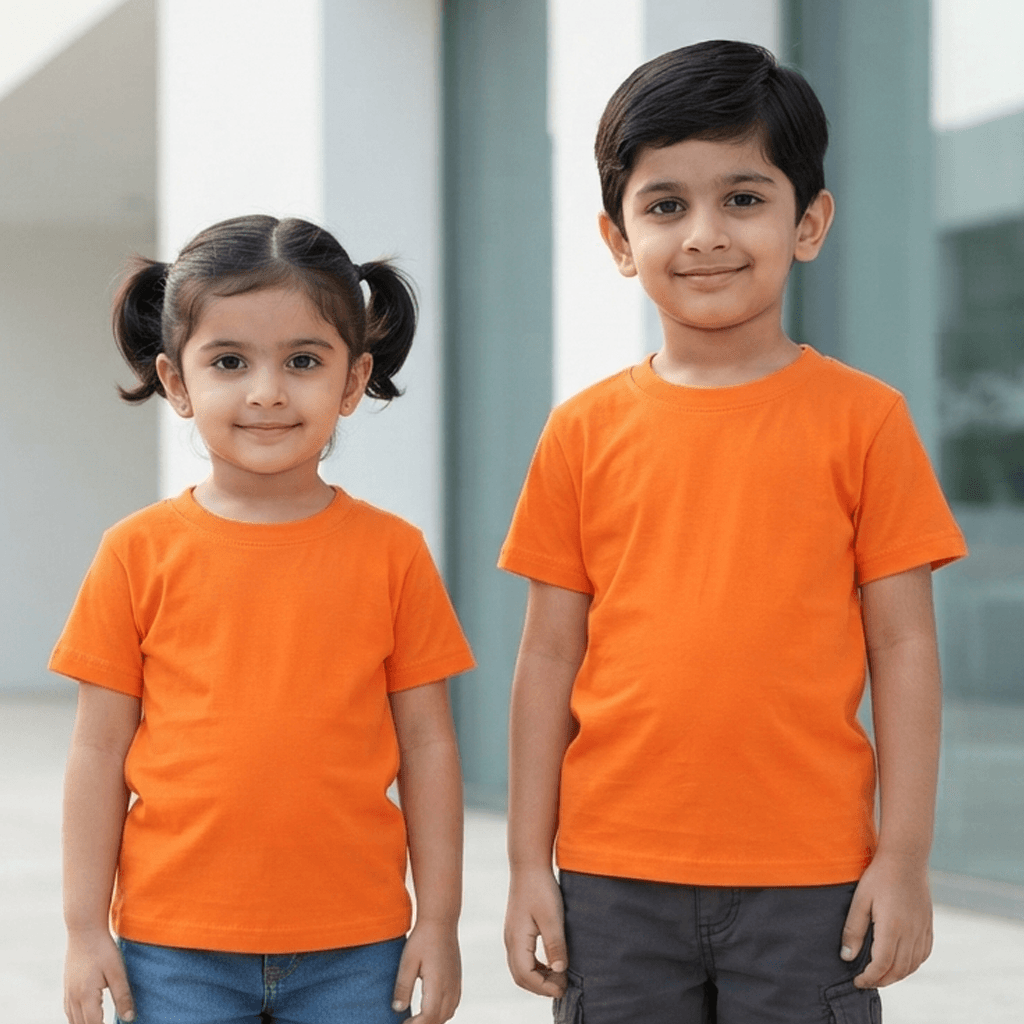 Show & Tell Unisex Orange Cotton Short Sleeve T-Shirt for Casual Summer Wear