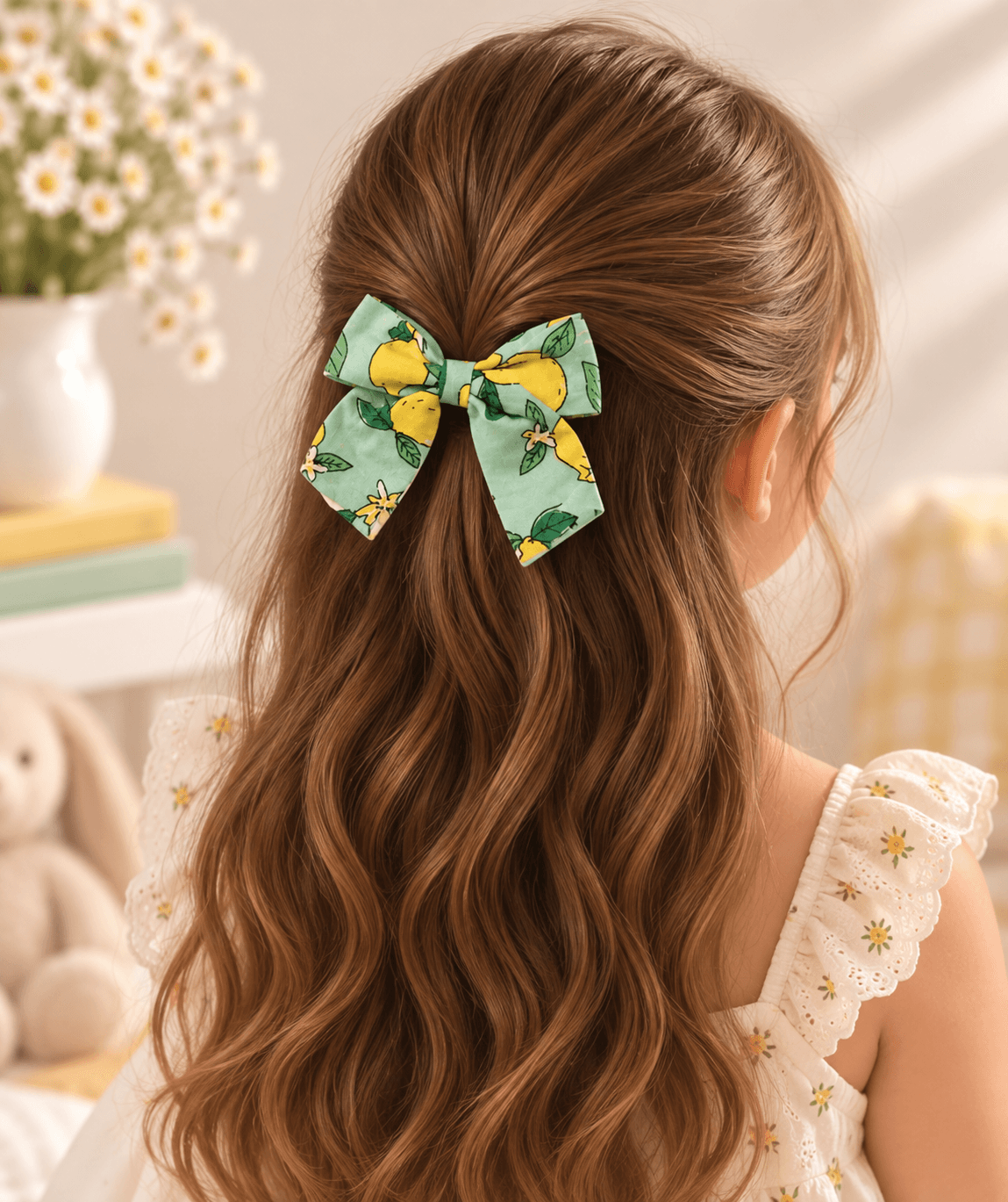 Hop & Skip Girls Green Fruit Print Bow Hair Clip