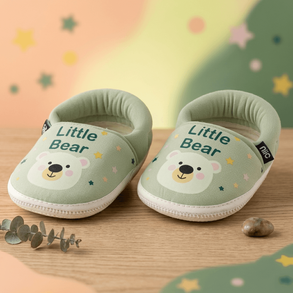 NIIC Unisex Green Placement Print Baby Booties for Travel & Outdoor Wear