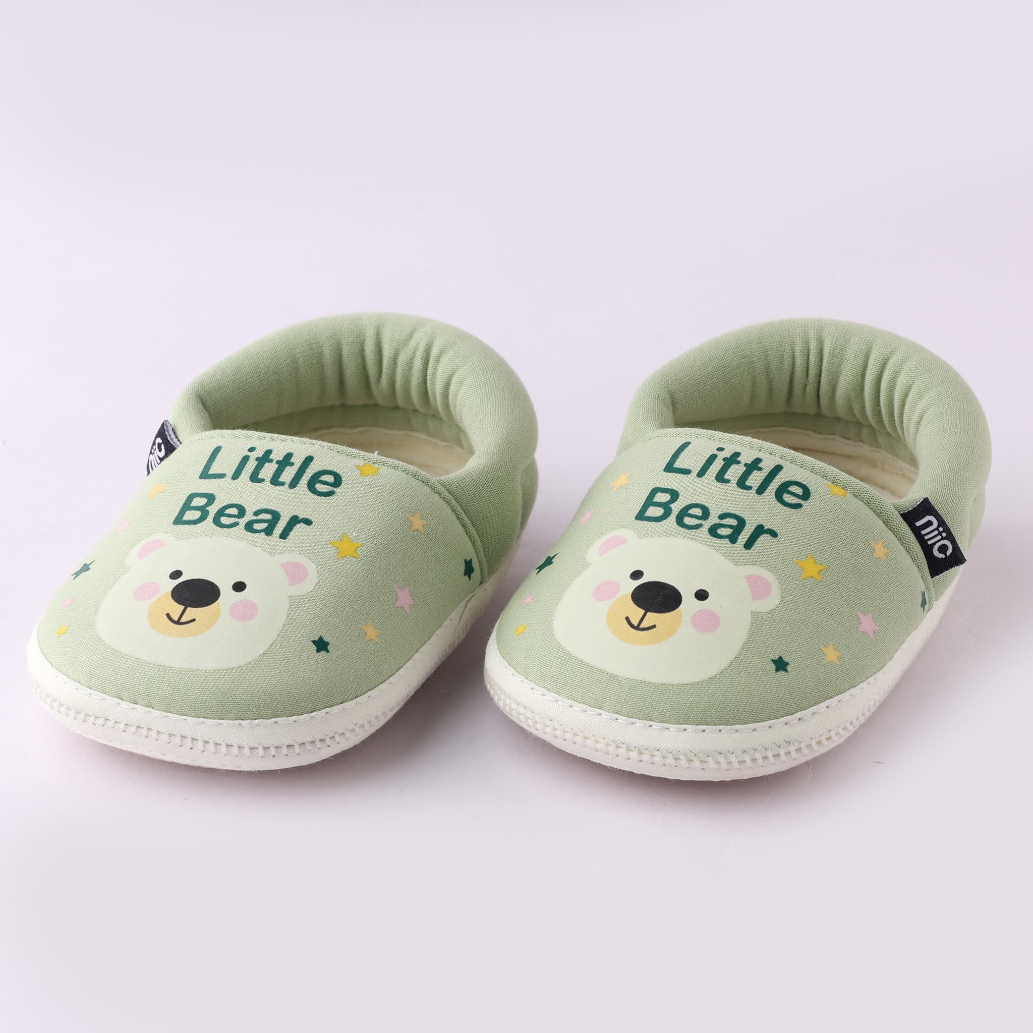 NIIC Unisex Green Placement Print Baby Booties for Travel & Outdoor Wear