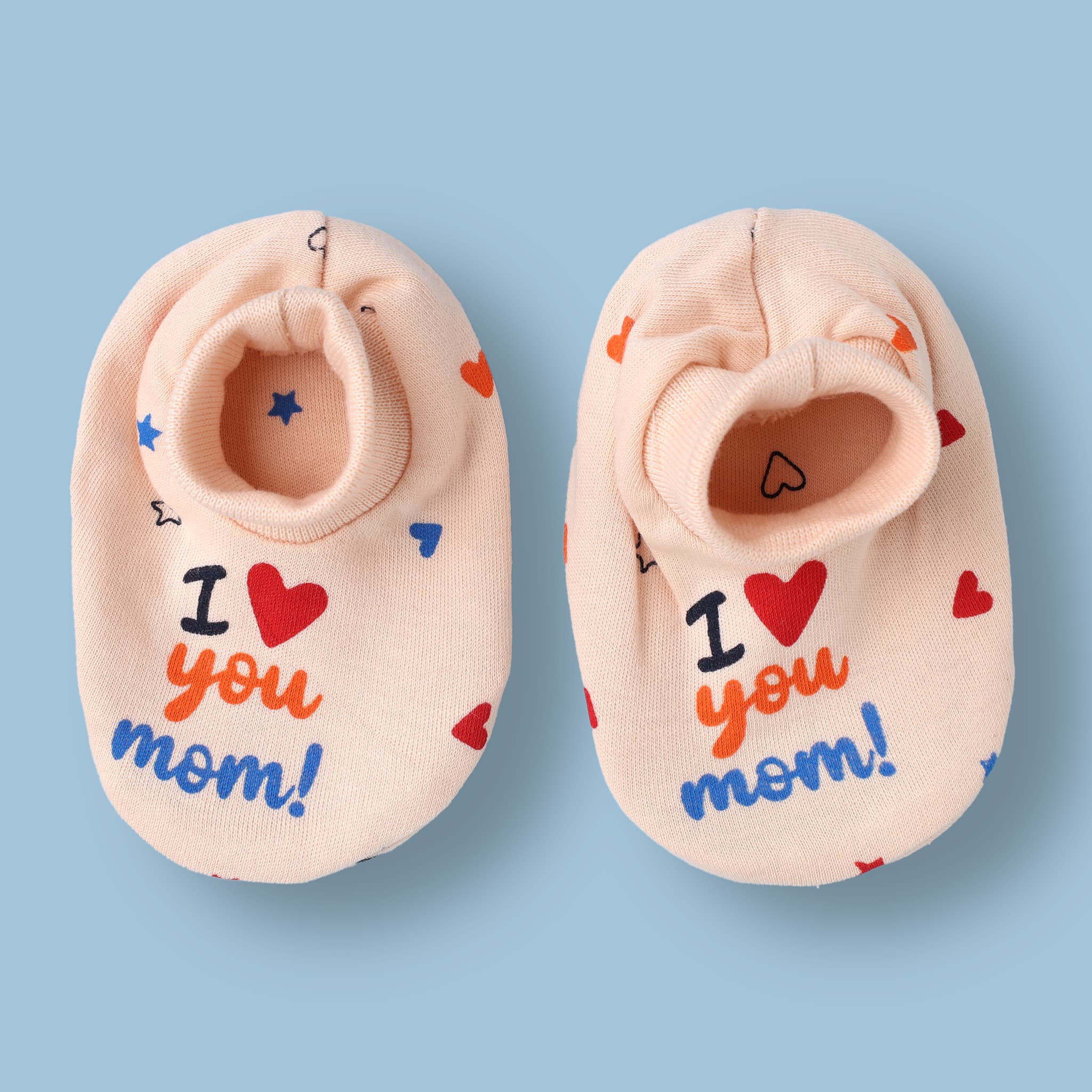 Simply Unisex Peach Booties & Mittens Set | Placement Print | Casual, Travel & Outdoor Wear | Machine Wash