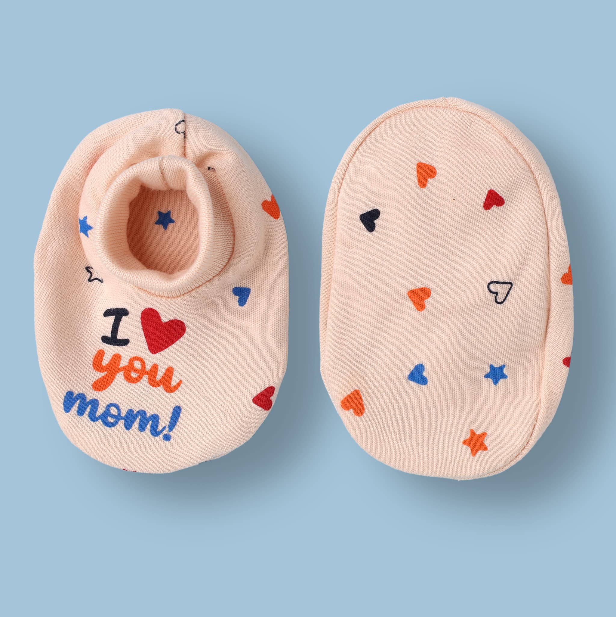 Simply Unisex Peach Booties & Mittens Set | Placement Print | Casual, Travel & Outdoor Wear | Machine Wash