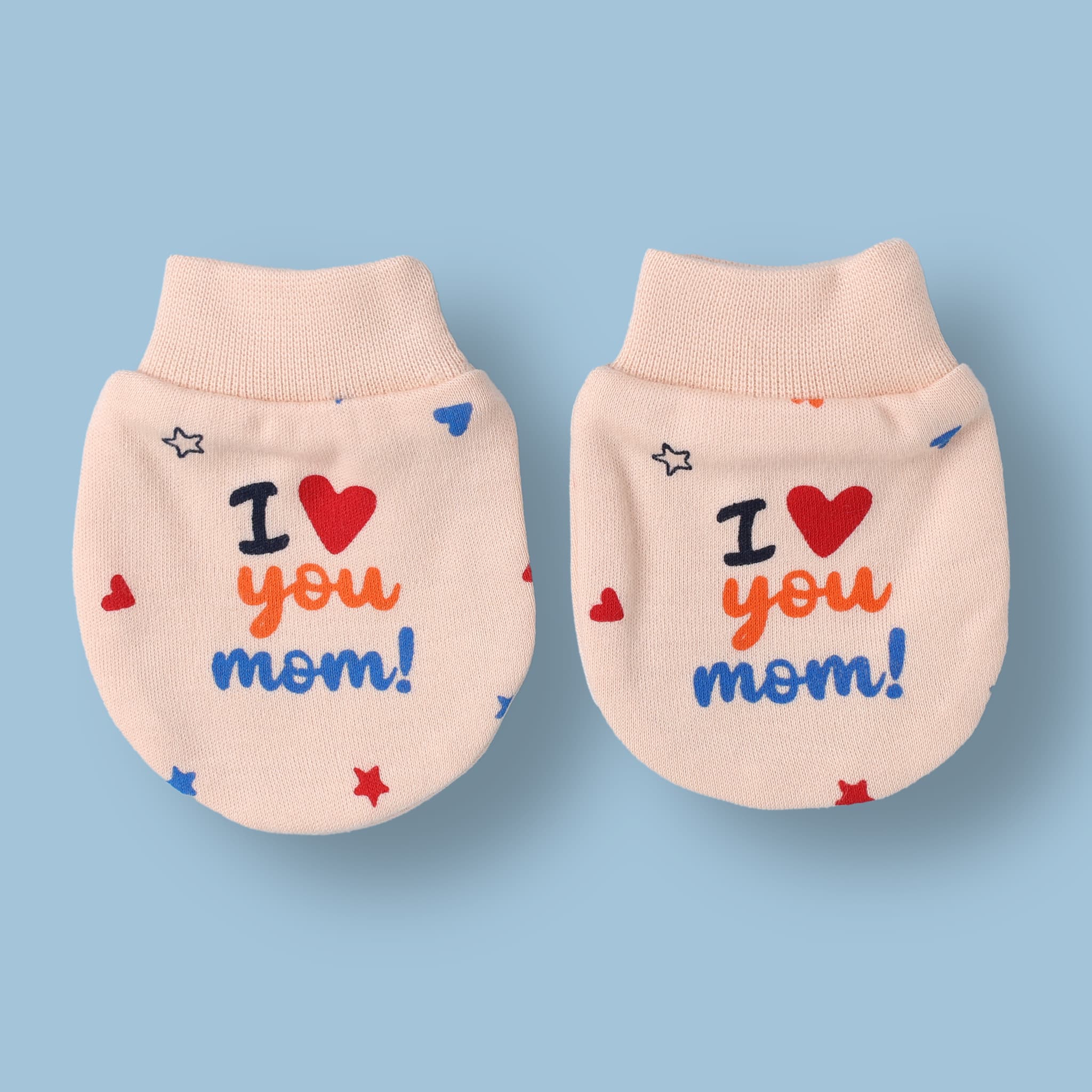 Simply Unisex Peach Booties & Mittens Set | Placement Print | Casual, Travel & Outdoor Wear | Machine Wash