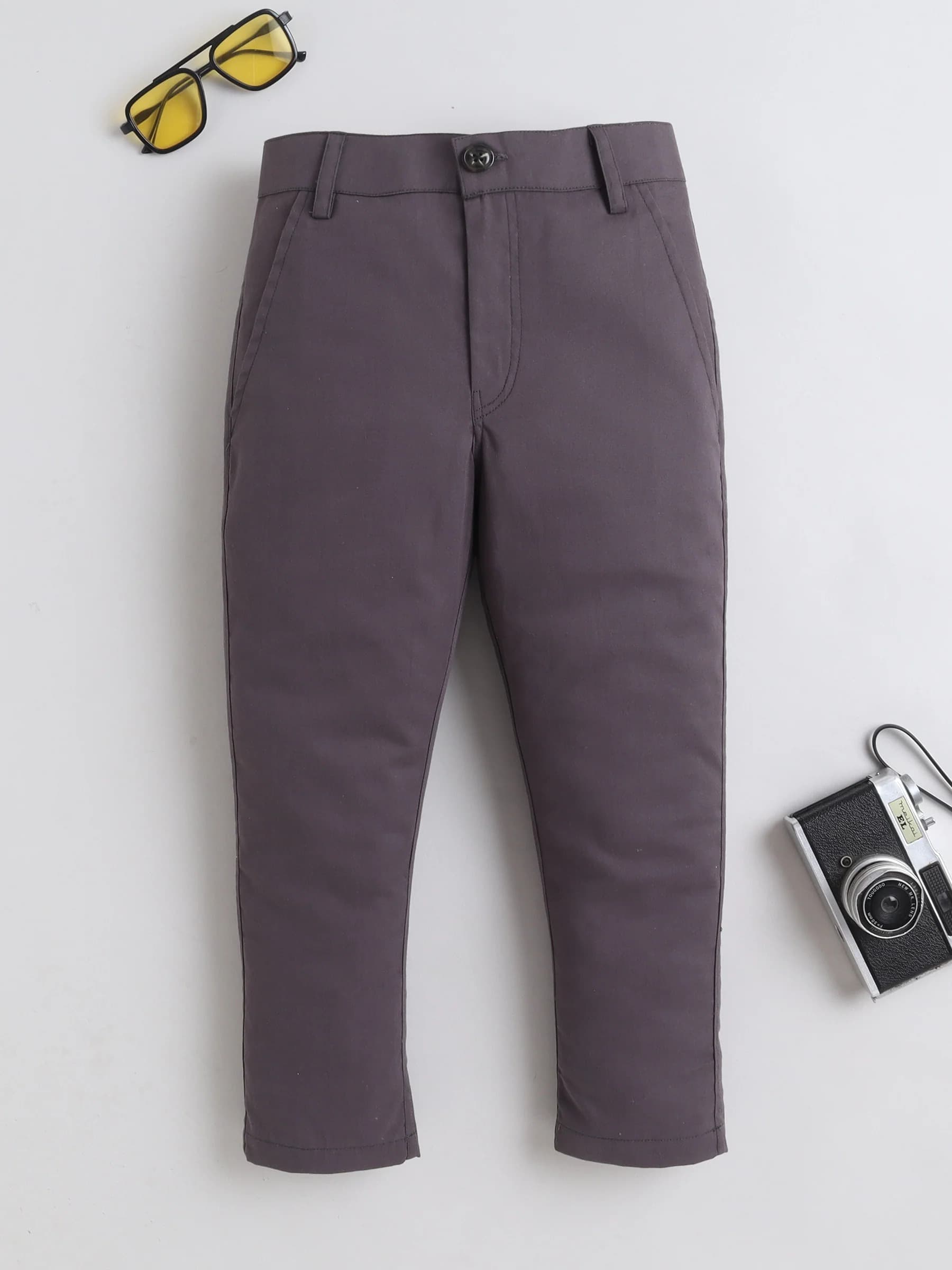 Baatcheet Boys Grey Cotton Trousers for Casual Daily Wear All Season Full Length