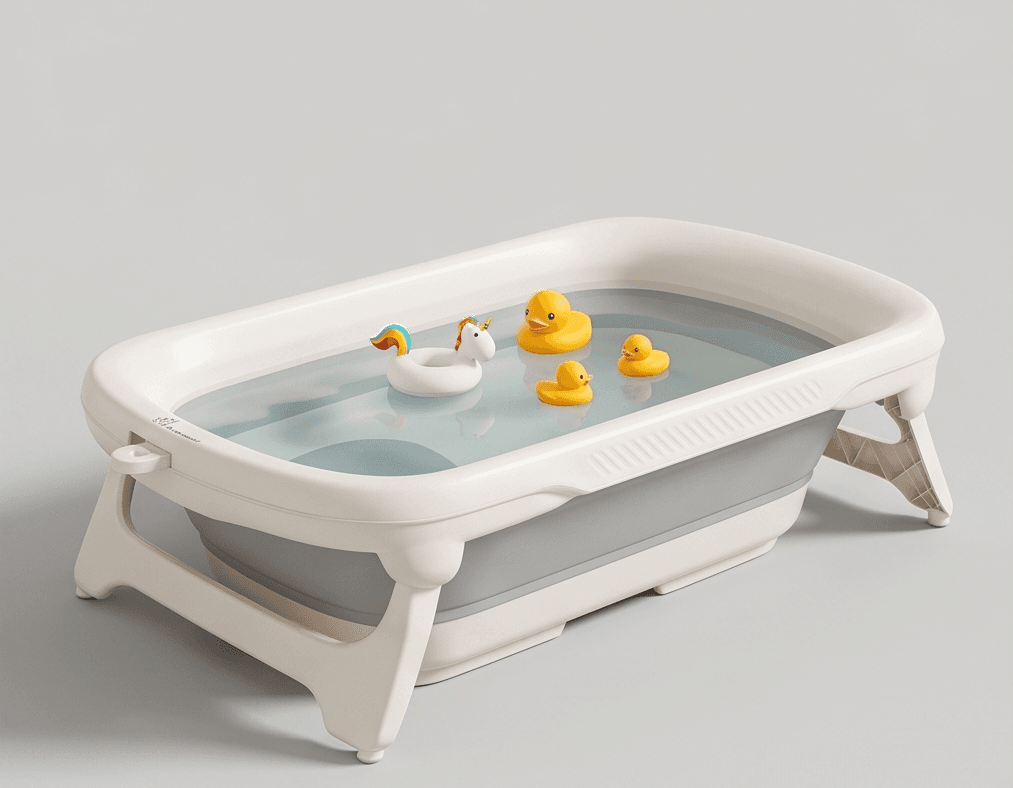 R for Rabbit Bubble Double Smart Baby Bath Tub Foldable with Temp Indicator 0-3 Years (Grey White) Upto 20 Kgs