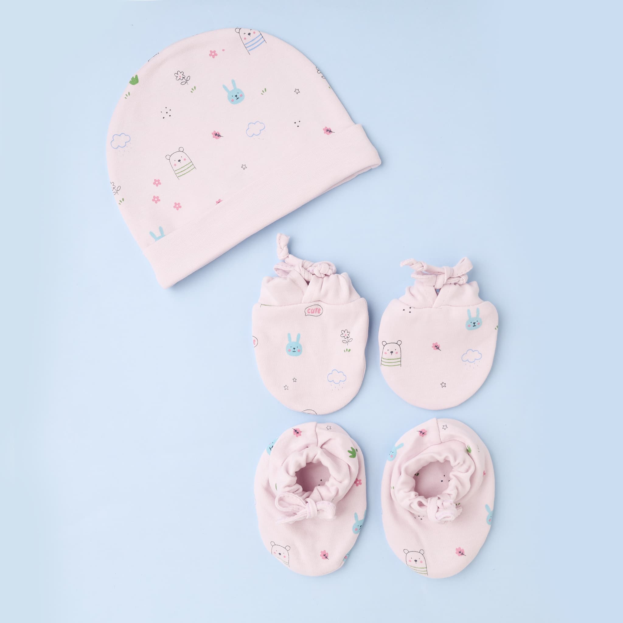 Simply Unisex Lavender Booties, Mittens & Hat Set | All Over Print | Casual, Travel & Outdoor Wear | Machine Wash