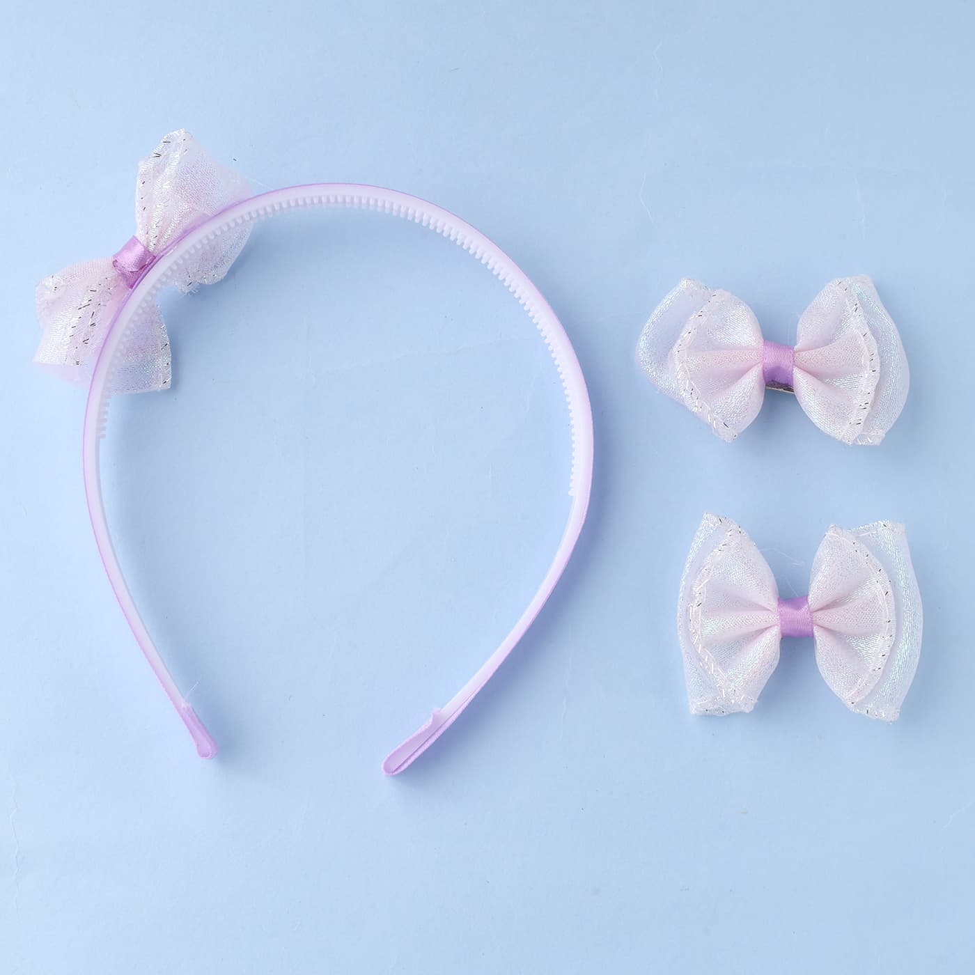 Bright Braid Girls Lavender Hair Band & Hair Clips Combo Set for Casual & Party