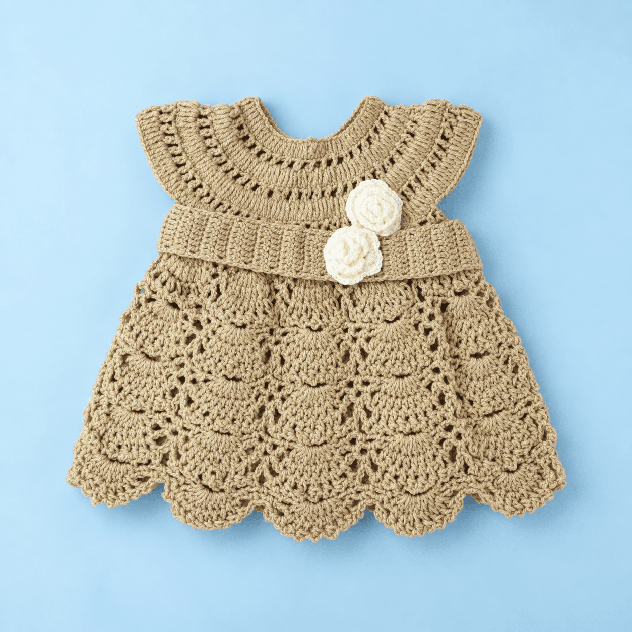 Woonie Beige Winter Frock for Girls - Casual Daily Wear
