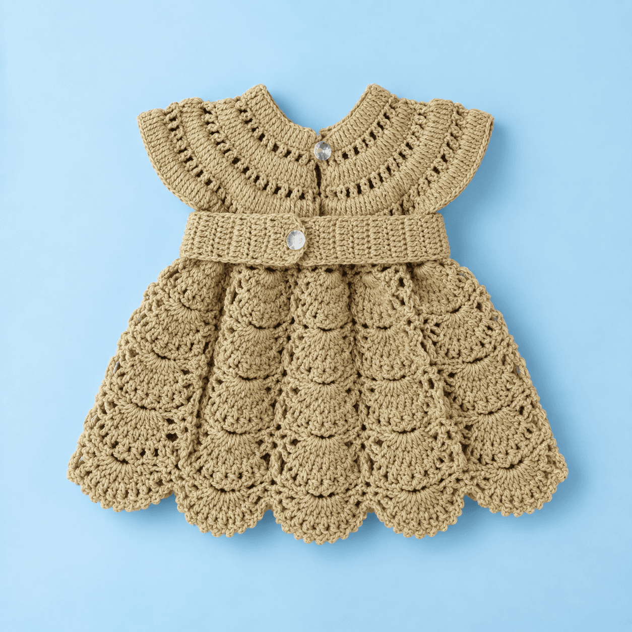Woonie Beige Winter Frock for Girls - Casual Daily Wear
