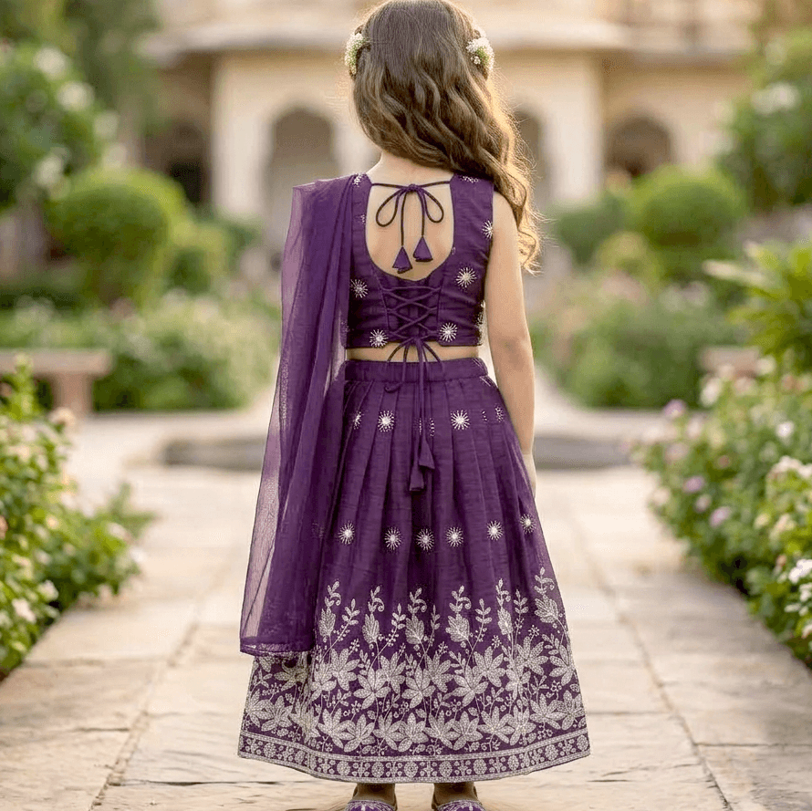 Lovely Look Wine Lehenga Choli for Girls - Sleeveless Ethnic Wear for All Seasons