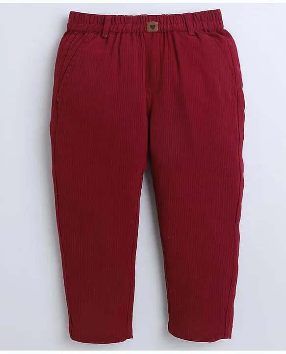Baatcheet Unisex Maroon Cotton Full Length Casual Pants for All Season