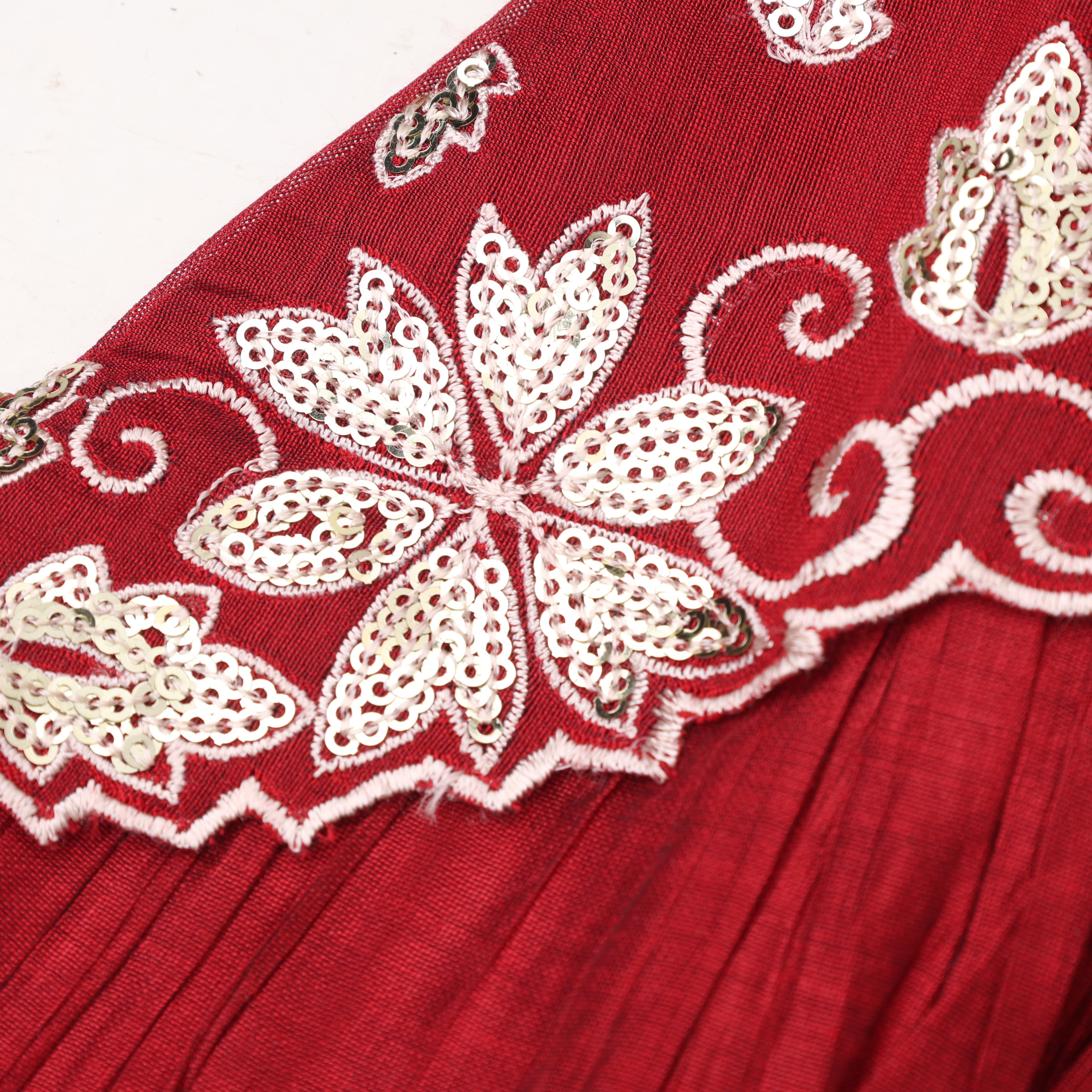 PINK-CLIFF Maroon Cotton Blend Kurti & Sharara Set for Girls - Formal/Partywear, All Season