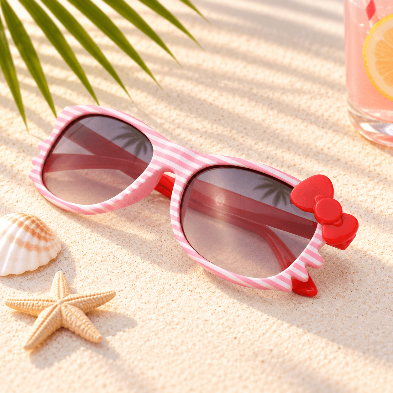 Tinted Tales Girls’ Baby Pink Plastic Sunglasses for Casual & Outdoor Wear