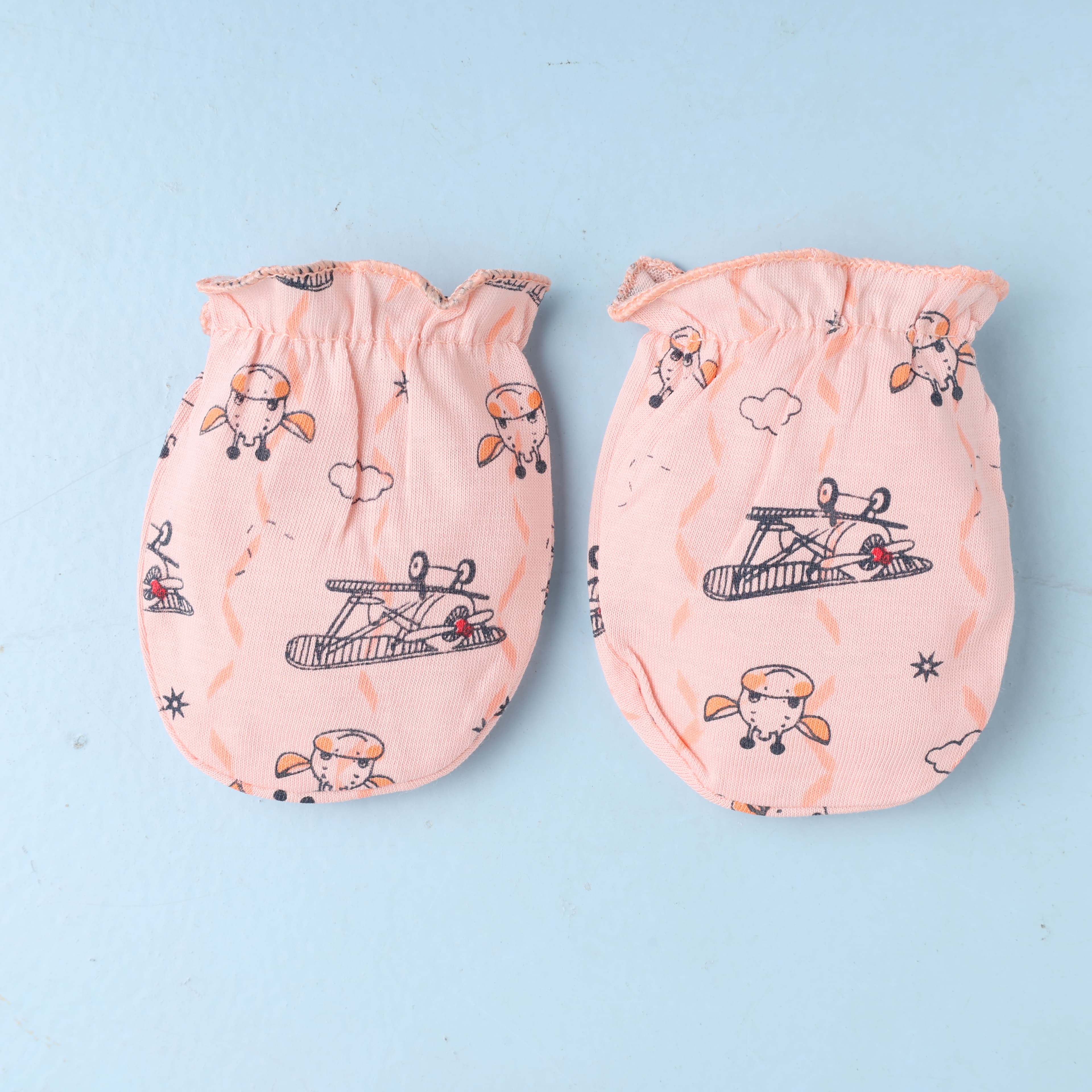 Cucumber Unisex Baby Pink Booties, Mittens & Hat Set with All-Over Prints – Stylish Casual & Outdoor Baby Accessories