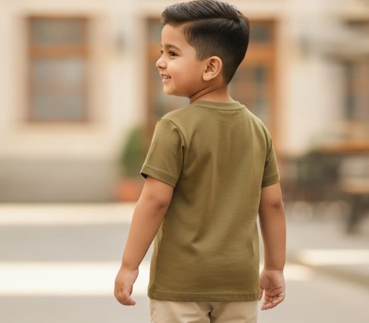Biskid Boys Olive Green Short Sleeve T-Shirt with Park Squad Print for Casual Summer Wear