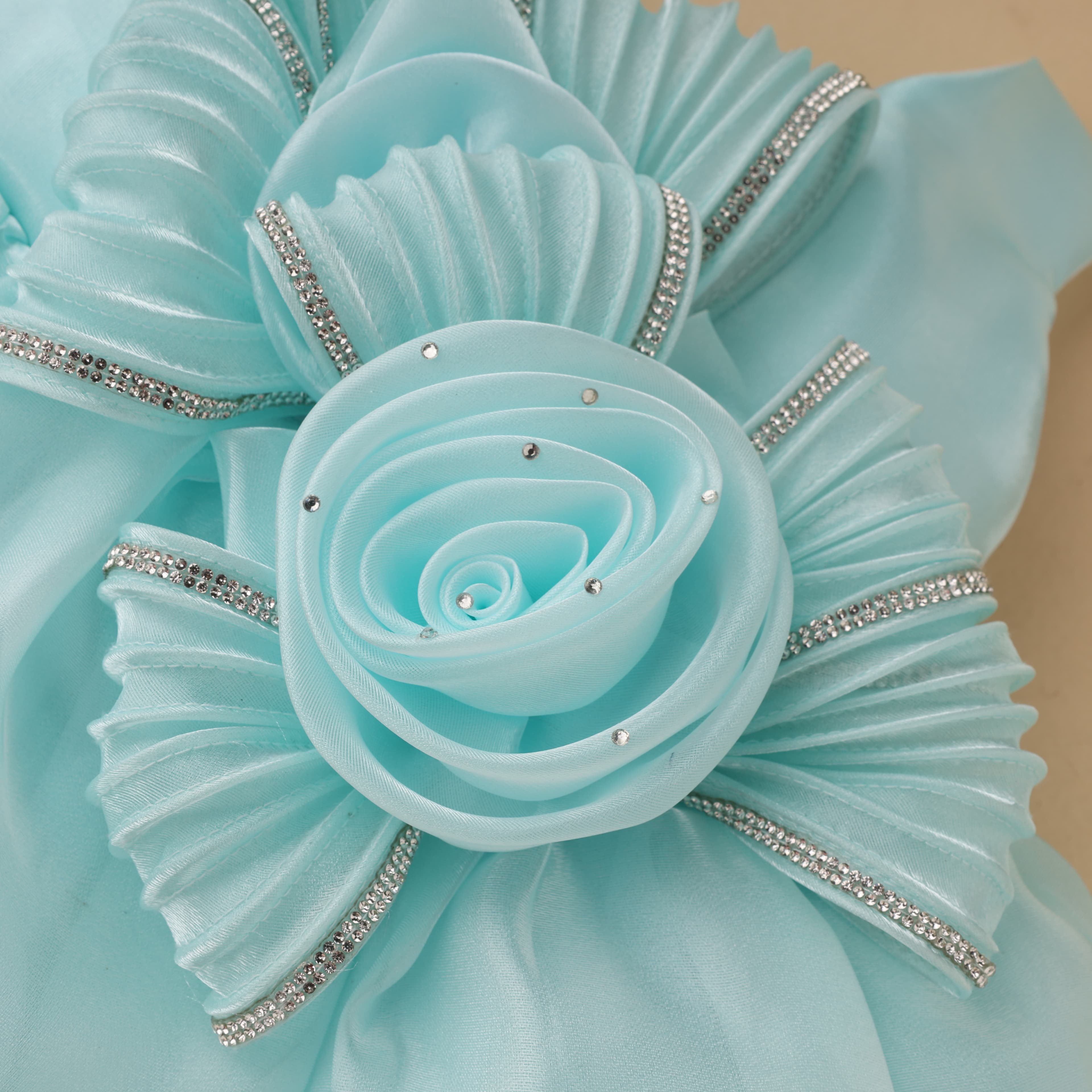 Kyub Turquoise Tulle Sleeveless Party Dress for Girls with Round Neck and Back Zipper